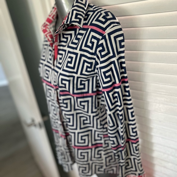 Tizzie long sleeve geometric button down top size small - Picture 12 of 16